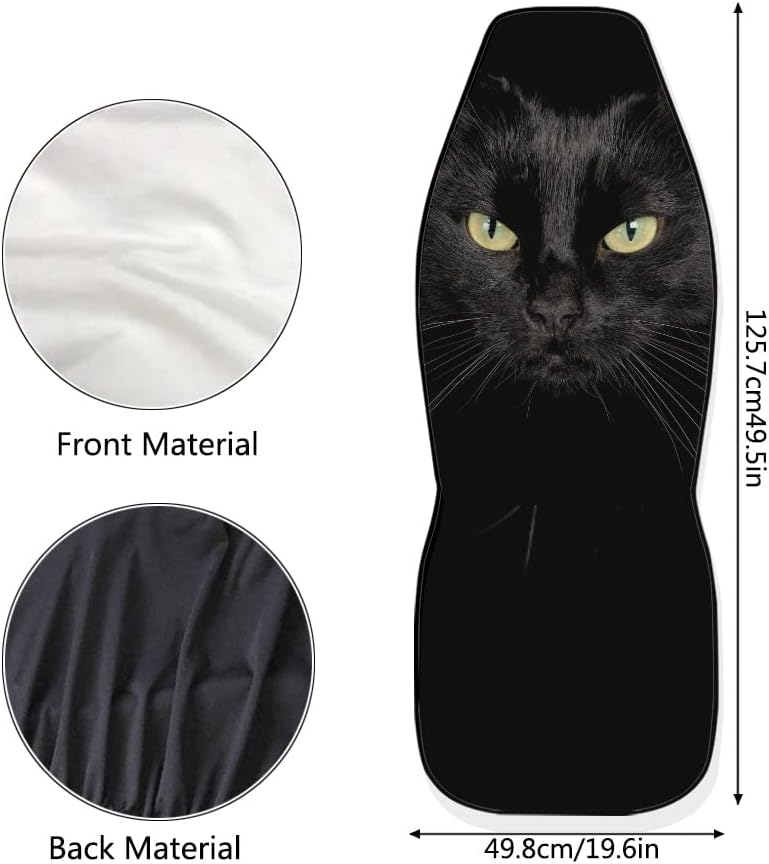 chaqlin Universal Black Cat Autositzbezug Set von 2 Front Full Auto Zubehör Schutzhülle Tasche für F