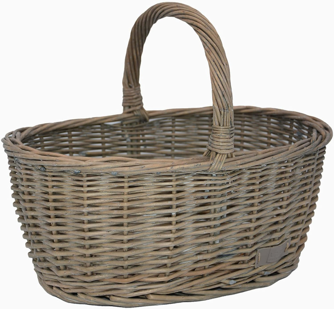 UNUS Weidenkorb Picknickkorb Einkaufskorb Henkelkorb 36x16x26cm(LxHxB) grau Grau mittel, Grau mittel