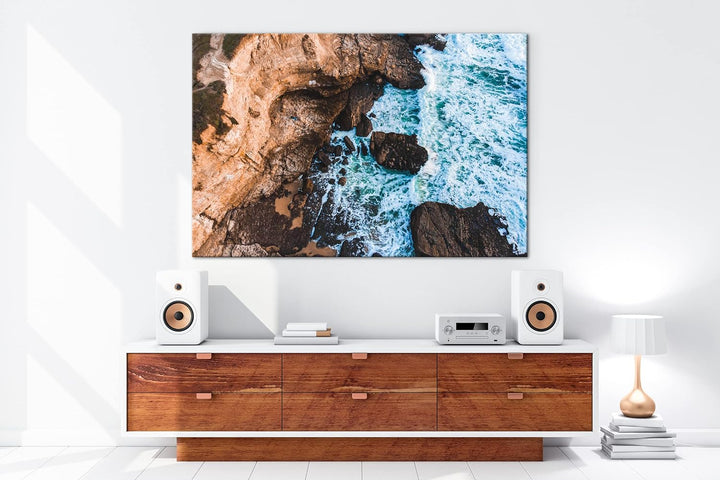deyoli sagenhafte Küste Format: 100x70 cm als Leinwandbild, Motiv fertig gerahmt auf Echtholzrahmen,
