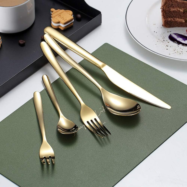 HOMQUEN 30 Stück Gold Besteck Set, Gold Besteckset aus Edelstahl, Gold Titanbeschichtung, Utensilien