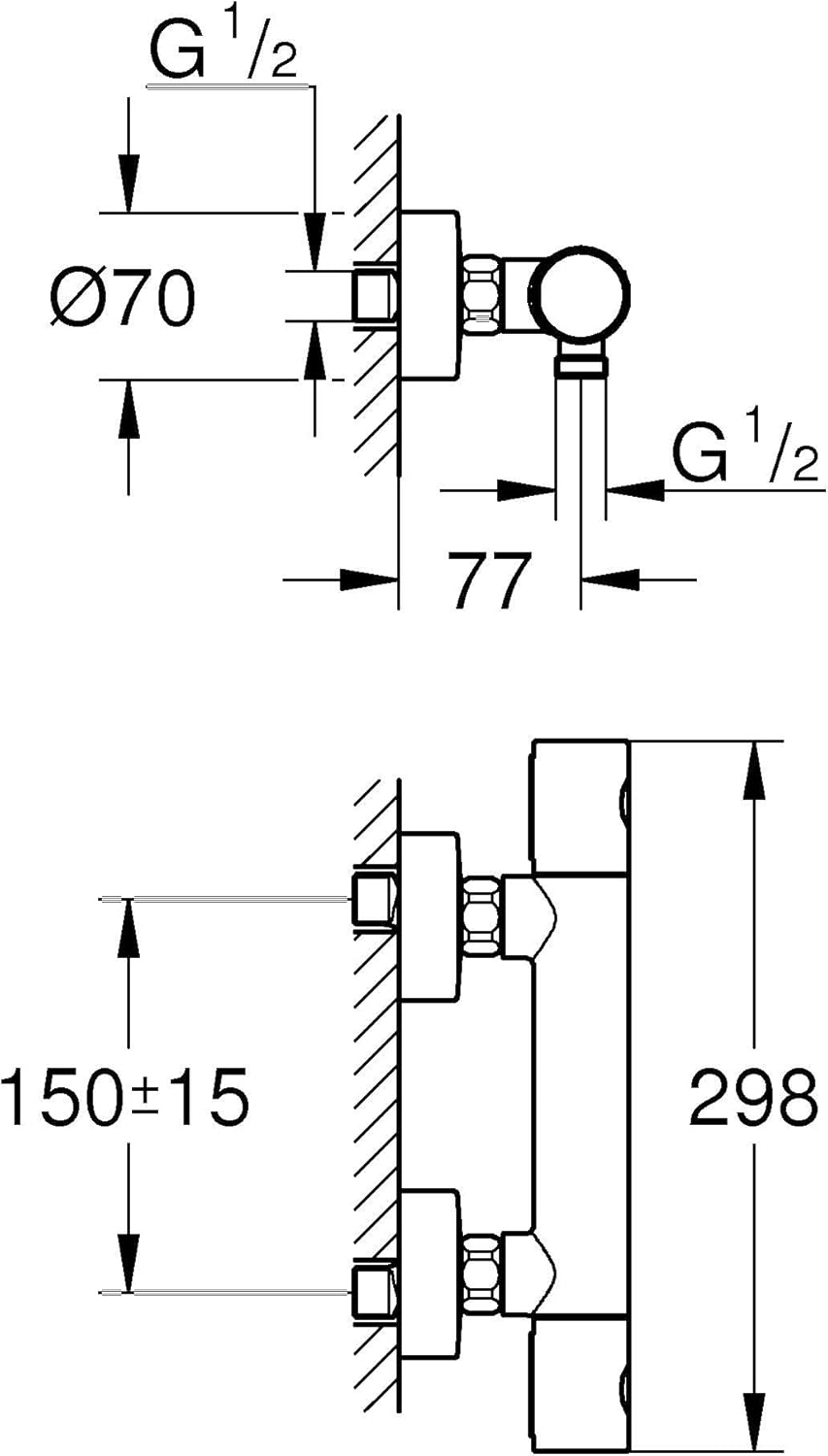 GROHE Precision Get - Thermostat- Brausebatterie (wassersparend, ergonomischer Metallgriff, Sicherhe