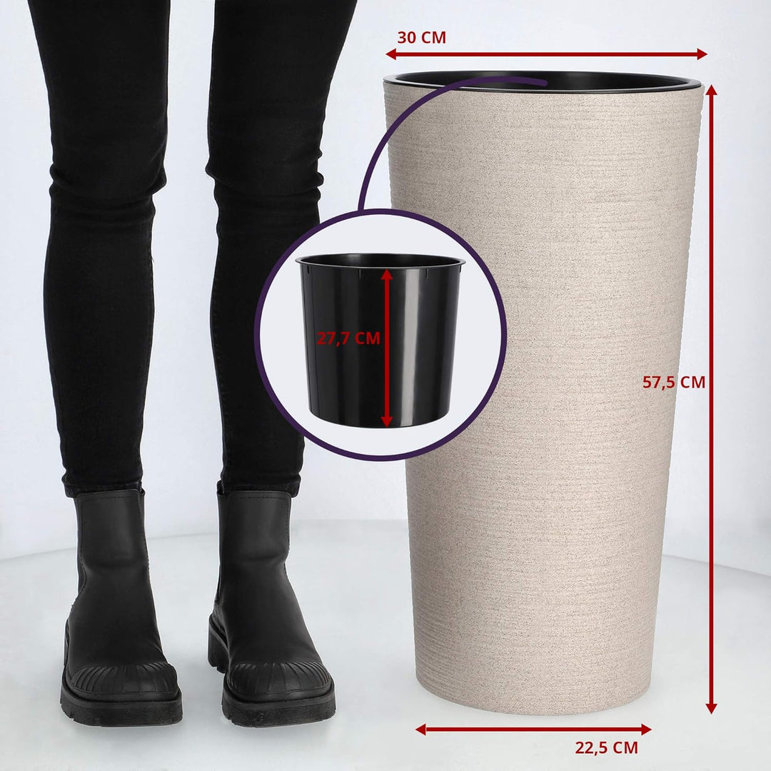 KADAX Blumentopf mit Holzspänen, eleganter Übertopf mit herausnehmbarer Einlage, Blumentopfschutz fü