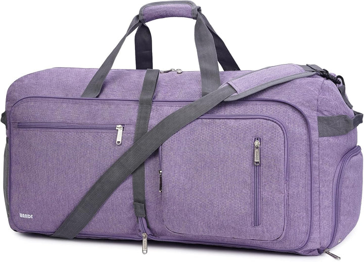 WANDF Reisetasche 85L mit Schuhfach Faltbare Weekender-Reisetasche Handgepäck für Männer Frauen (Lil
