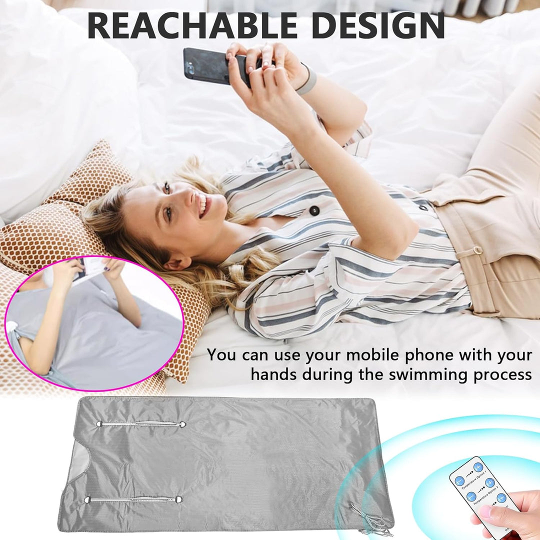 Infrarot Saunadecke, 2 Zone Infrared Sauna Blanket mit Reissverschluss 100 Duschhauben 10 Badebeutel