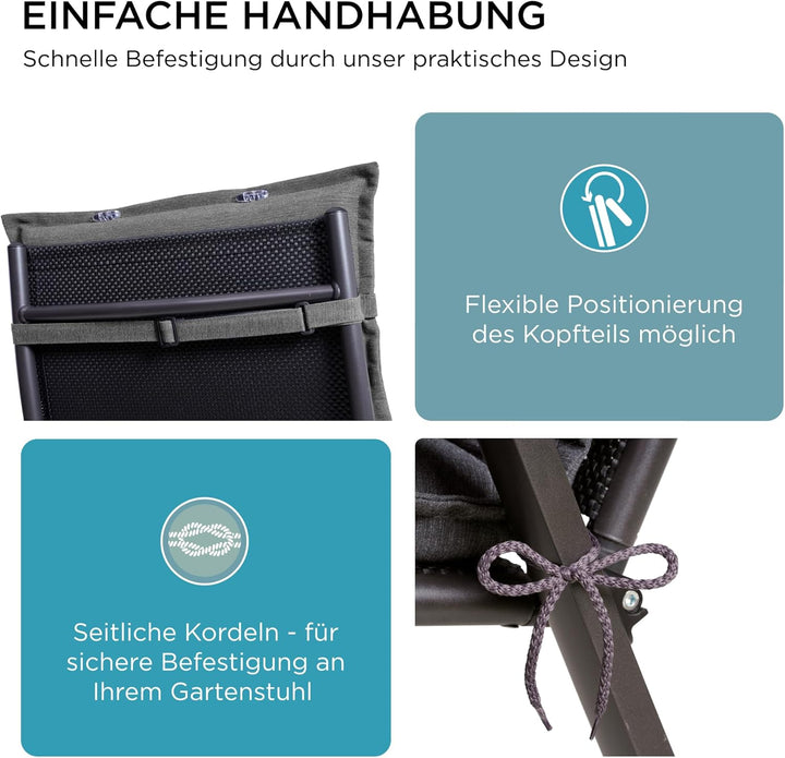 gardisun Gartenstuhlauflagen Hochlehner mit Kopfteil I Extra Dicke Sitzauflagen I Made in Europe I P