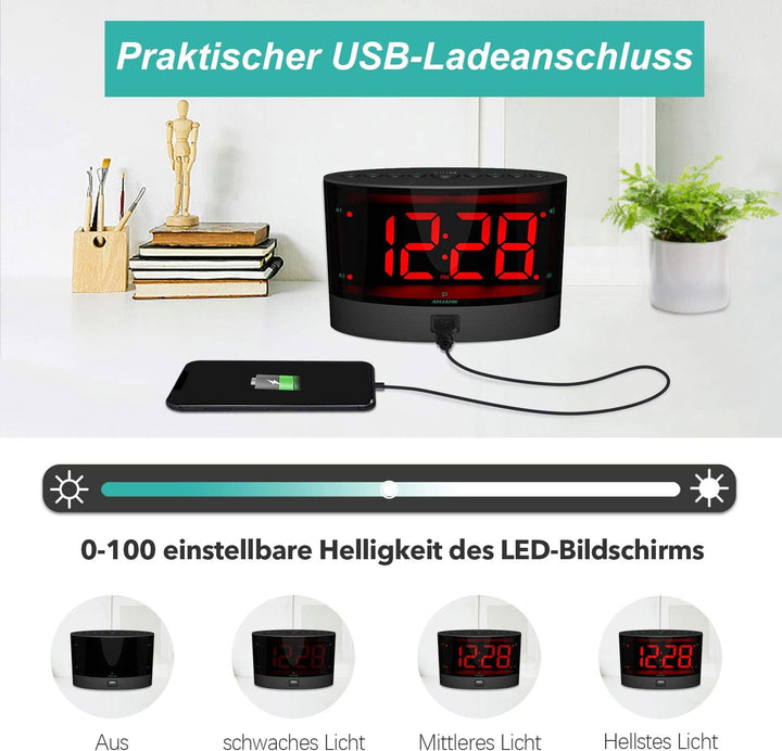 ANJANK Sehr Lauter wecker Mit Kabelloser Vibrations, Bettschüttler Für Gehörlose/Hörgeschädigte/Tief