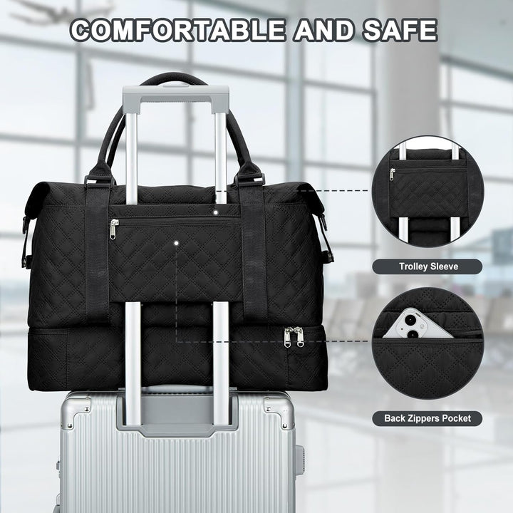 Reisetasche Damen, Gross Sporttasche Handgepäck Tasche Weekender Bag Schwimmtasche Travel Bag Duffle