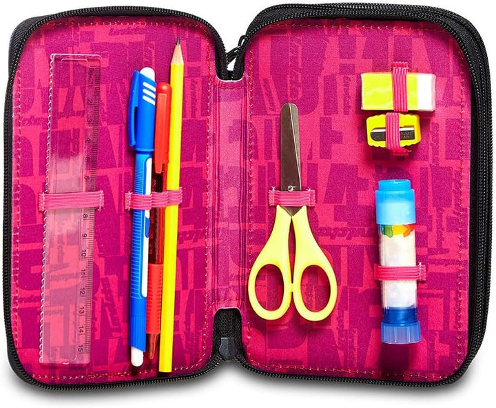 Invicta Federmäppchen, Mäppchen, mehrfarbig, Federtasche für Schreibwaren, Etui mit Stiften, Kugelsc