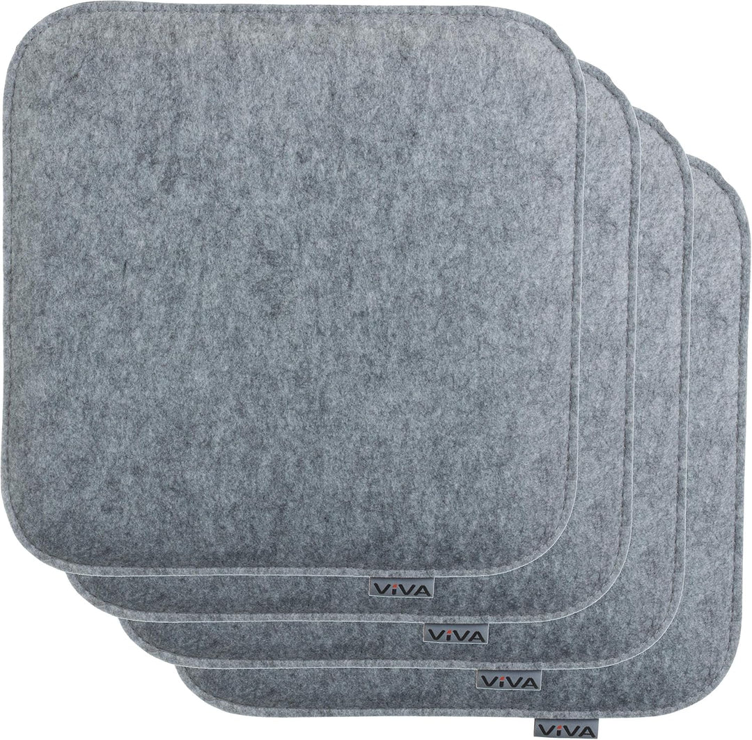 Brandsseller Sitzkissen Filz Eckig 4er Set 35x35x2 cm Stuhlkissen Sitzauflage Gepolstert Hellgrau 4