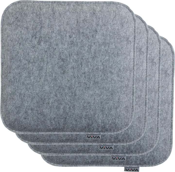 Brandsseller Sitzkissen Filz Eckig 4er Set 35x35x2 cm Stuhlkissen Sitzauflage Gepolstert Hellgrau 4