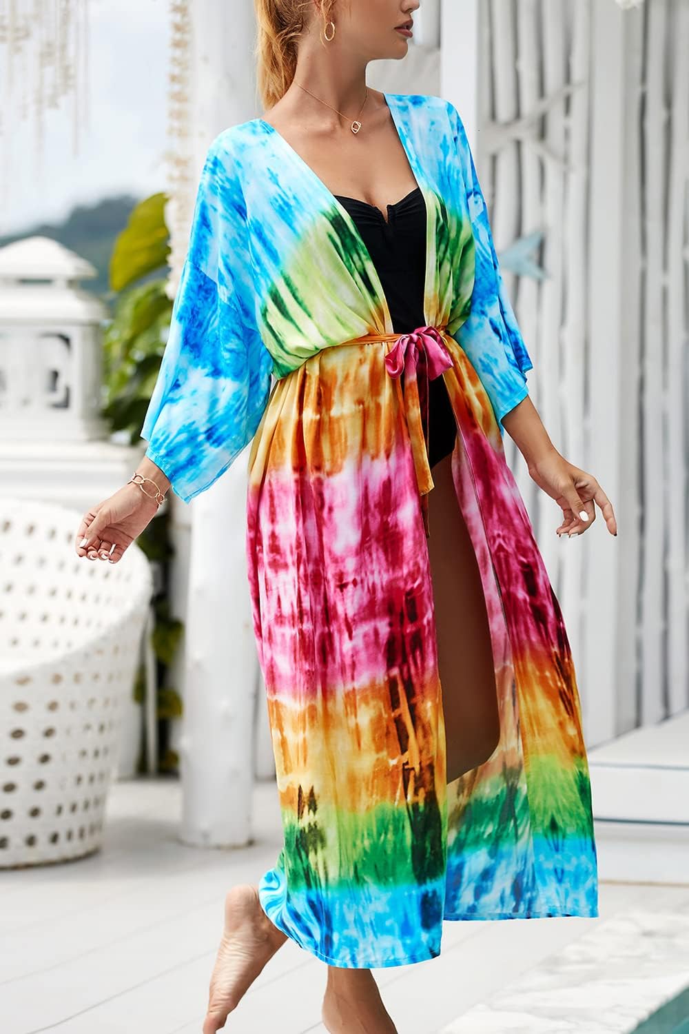 YouKD Frauen Sommer Langer Kaftan Maxi Böhmisches Kleid Strand Vertuschungsrobe Geräumiger Kimono Ei