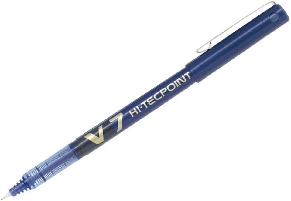 Pilot V7 Hi-Tecpoint Tintenroller (Nadelspitze, Flüssigtinte) 12 Stück blau blau Packung mit 12, bla