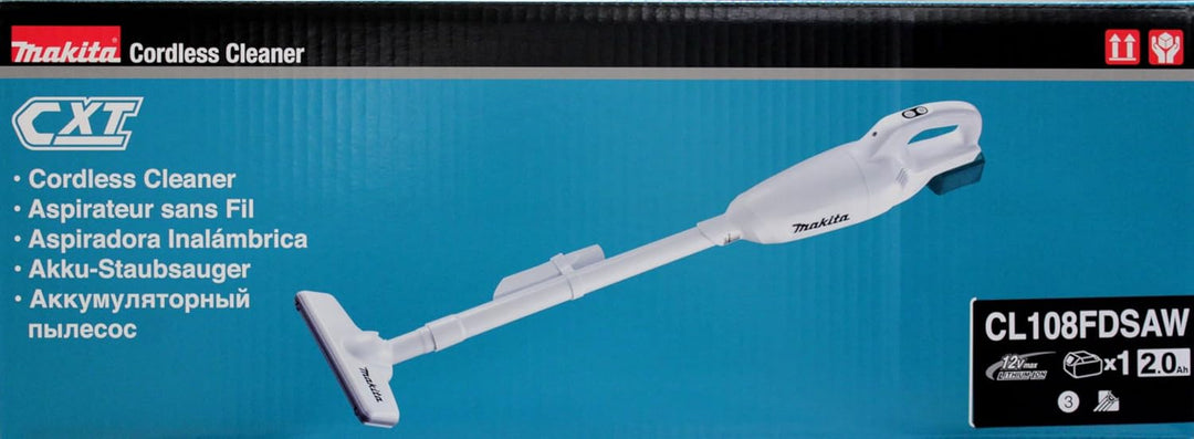 Makita Akku Staubsauger (Behälter 0,6 l, 3 Saugstufen, Saugkraft max. 30 W, beutellos, mit LED-Beleu