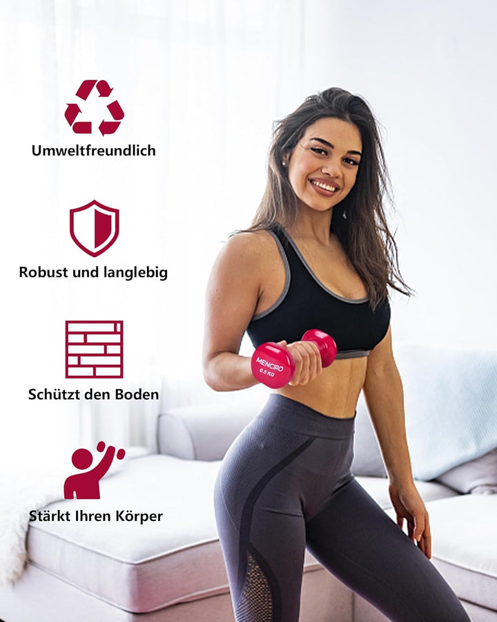 MENCIRO Hanteln 2er Set für Männer und Frauen, 1KG - 5KG Kurzhanteln Gewichte für Zuhause Fitnessstu