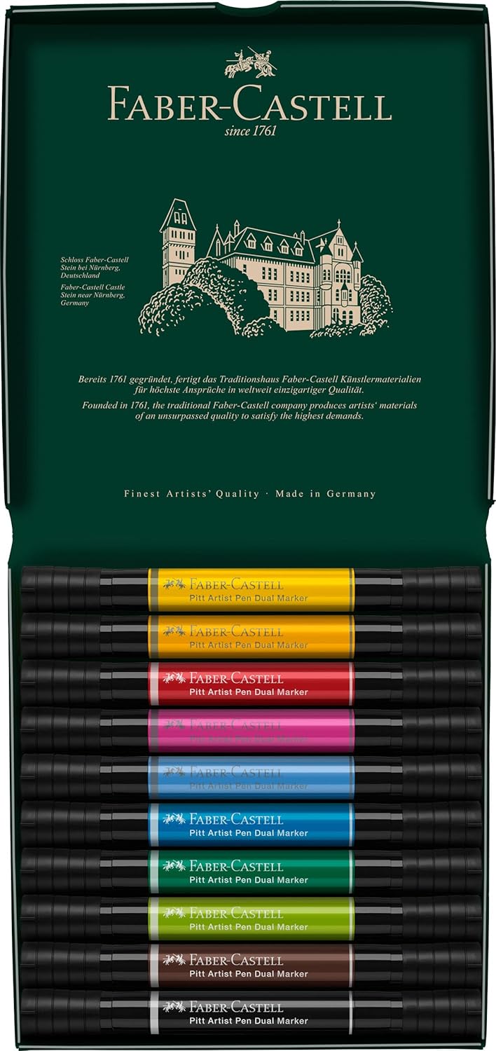 Faber-Castell 162010 - Pitt Artist Pen Dual Marker Tuschestift, mit zwei Spitzen, eine Pinselspitze