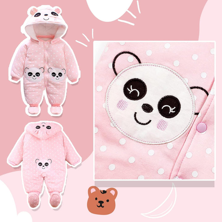 Baby Mädchen Overall Mit Kapuze Footies Strampler Schneeanzüge Karikatur Jumpsuit Winter Kleidungsse