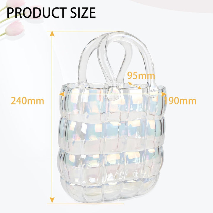 DBREAKS Vase Glas Handtasche, Bunt Blumenvase, Tasche Glasvasen, Handgemachte Vase, Kreative Bubble