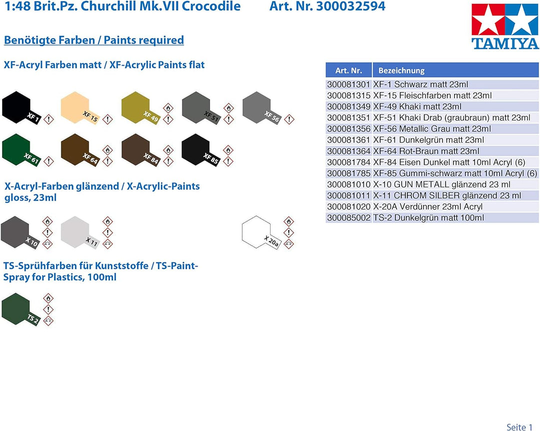 Tamiya 32594 - 1:48 Britischer Panzer Churchill Mk.VII Crocodile, Modellbau, Plastik Bausatz, Bastel