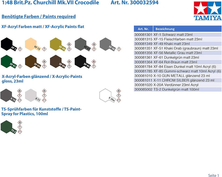 Tamiya 32594 - 1:48 Britischer Panzer Churchill Mk.VII Crocodile, Modellbau, Plastik Bausatz, Bastel