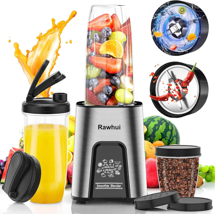 Rawhui Mixer Smoothie Maker to go, 2in1 Mini Mixer Küche zum Mahlen & Mixen, 800W Blender Elektrisch