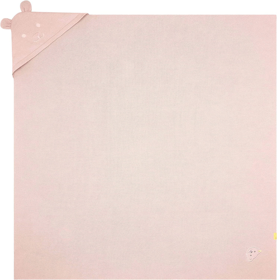 Steiff Unisex Baby Basic Decke Strick GOTS, Silver Pink