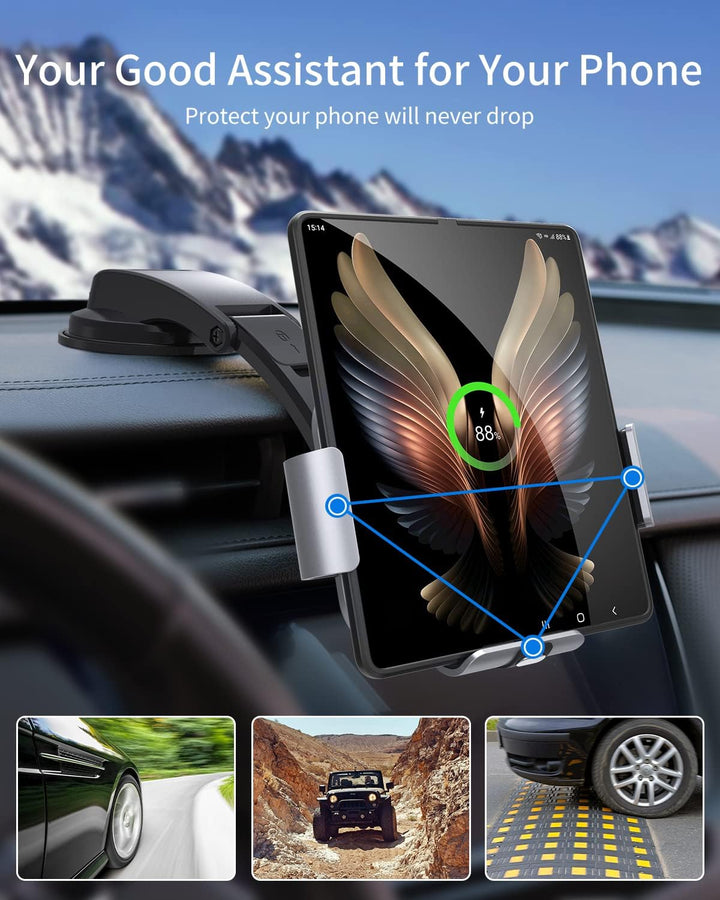 JOYVEVA Dual Coil Kabelloses Kfz-Ladegerät für Galaxy Z Fold 5 4 3, Schnelllade-Handyhalterung für G