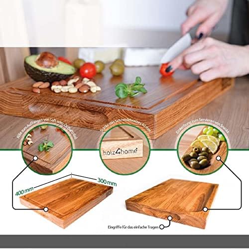 Holz4home Schneidebrett Set Alina Aus massiver Eiche in Geschenkbox mit Pflegeutensilien | Handgearb