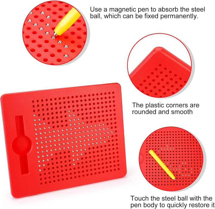 POFIBO Magnetische Zeichentafel - 2 StĂŒck Magnetisches Zeichenbrett mit Kugeln und Stift Kleine Magn