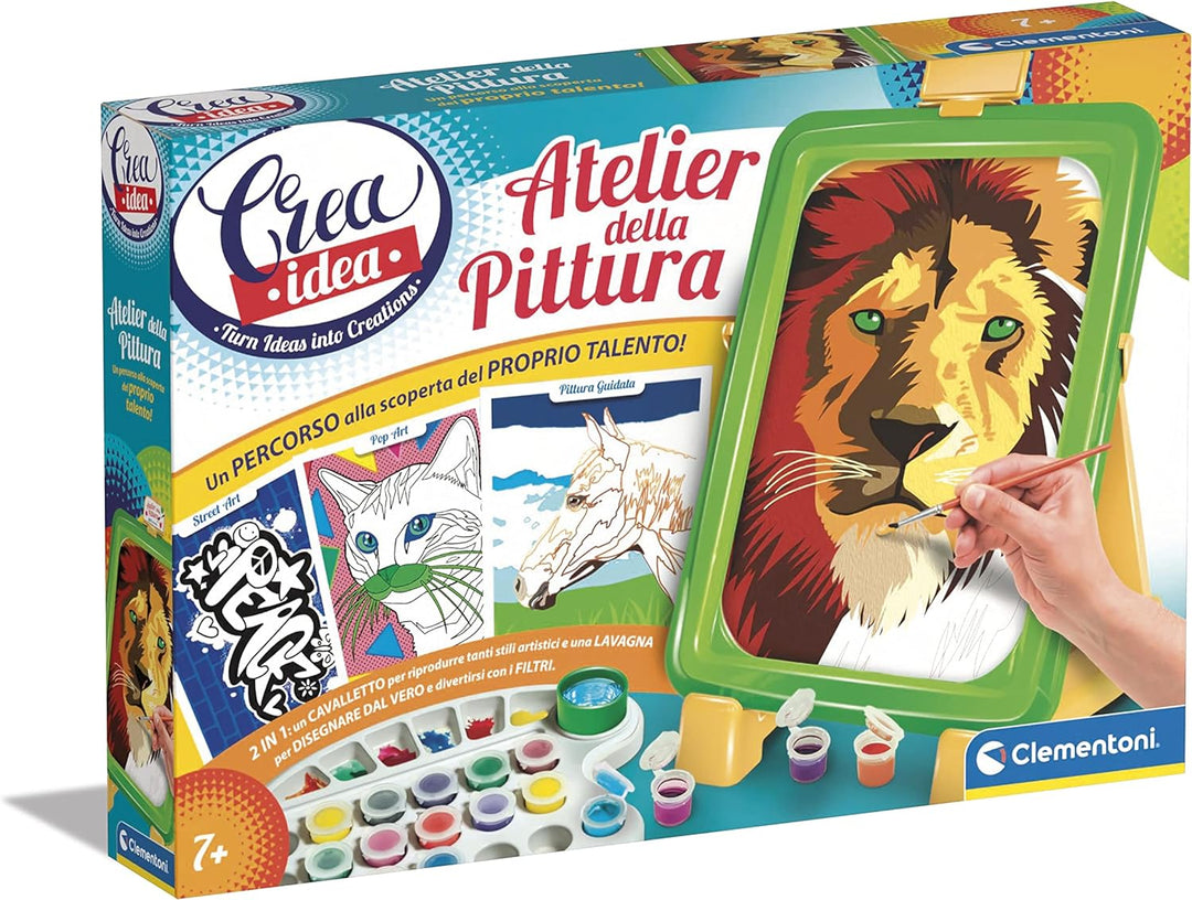 Clementoni - Creative Idea-Atelier Set Malen nach Zahlen und Tafeln mit Staffelei Malerei, Kunstset