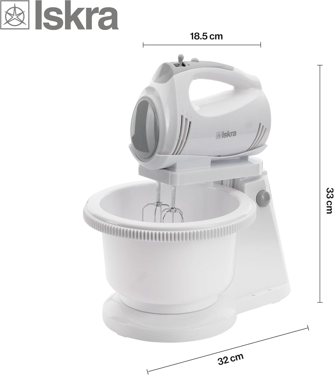 Iskra Handmixer mit Behälter, Mixer Handrührer mit Turbo Funktion und Drehbehälter 300 Watt