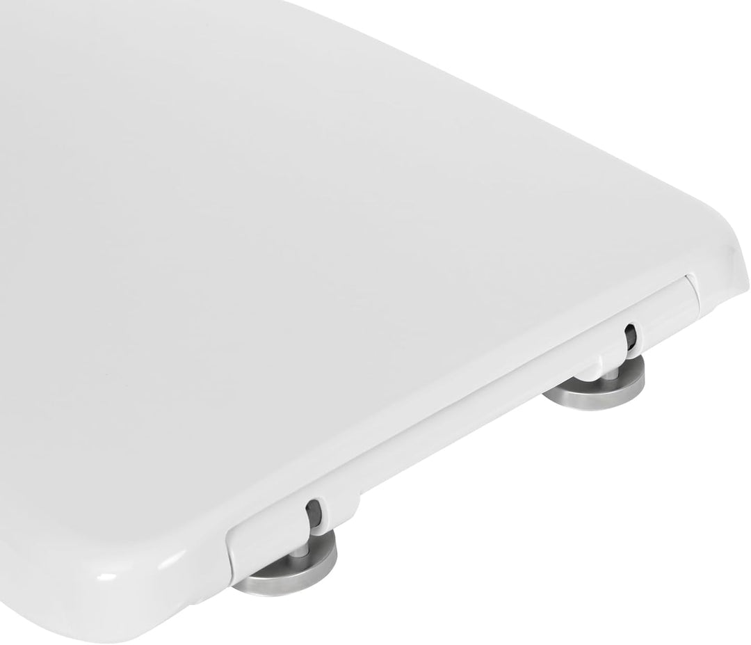 WOLTU Toilettendeckel,WC Sitz mit Absenkautomatik,Klodeckel D-Form weiss Kunststoff, Softclose Antib