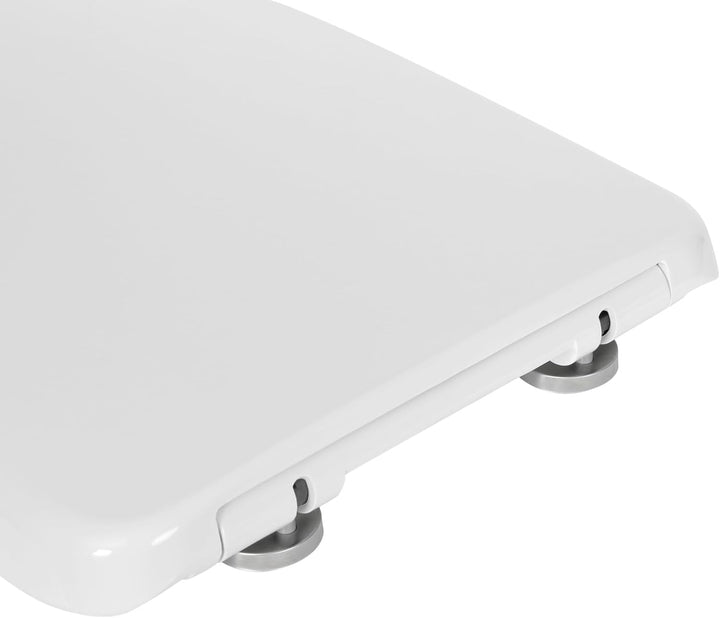 WOLTU Toilettendeckel,WC Sitz mit Absenkautomatik,Klodeckel D-Form weiss Kunststoff, Softclose Antib