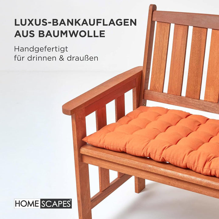 Homescapes 3-Sitzer Bankauflage, orange, Sitzkissen für Bänke und Gartenbänke mit Bezug aus 100% Bau