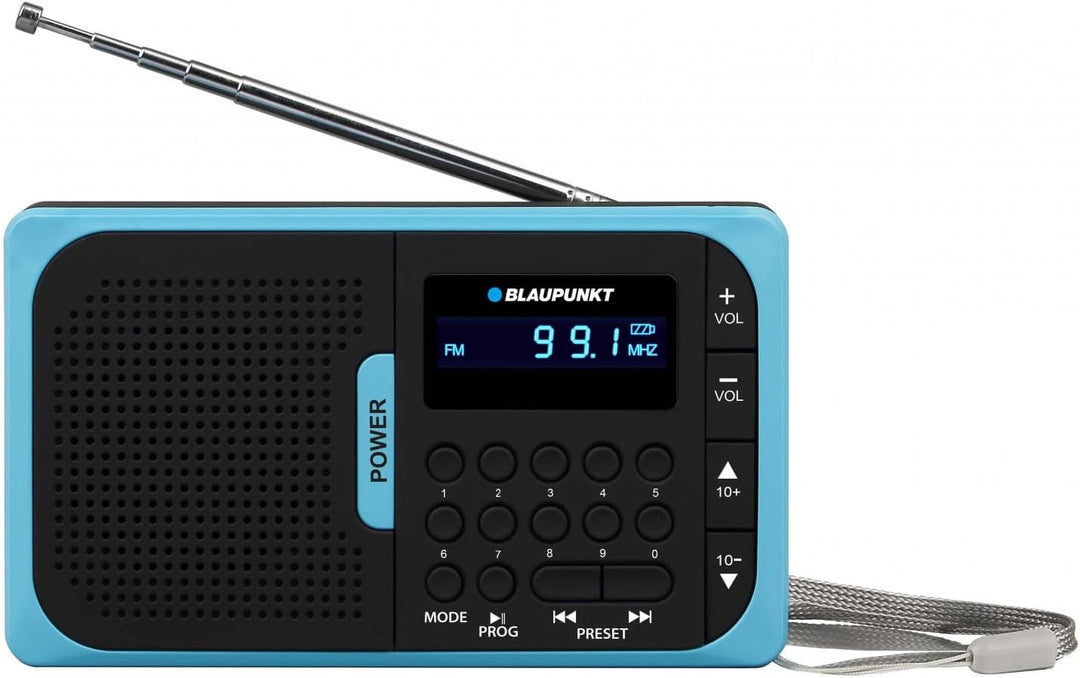 BLAUPUNKT Pocket Radio PR5BL PLL AM/FM, USB/MICROSD mit Batterie, Blau