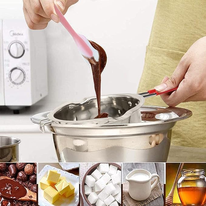 JEMESI Kerzen Schmelztopf 1200ml - Chokoladen Schmelztiegel Edelstahl 304 - Hochwertige Wasserbad Sc