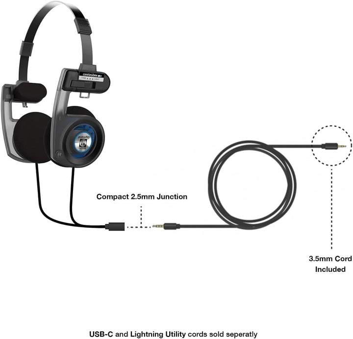 Koss Porta Pro Utility On-Ear-Kopfhörer, abnehmbares austauschbares Kabelsystem, zusammenklappbares