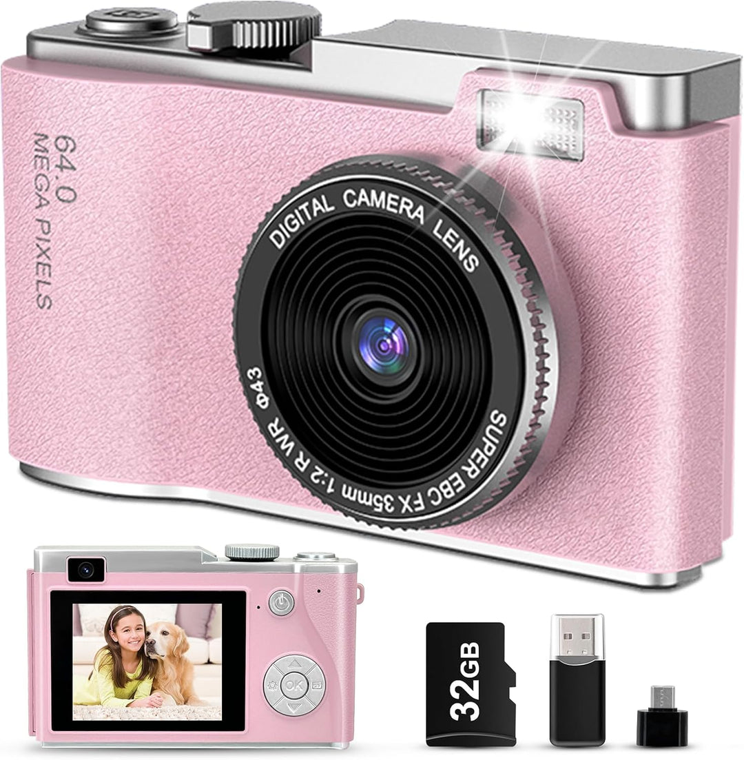 AKOFIC Kinderkamera, 2,4 Zoll 1080P HD Bildschirm Kamera Kinder mit 32GB Karte, Selfie Digitalkamera