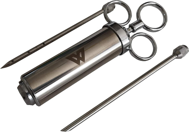 Edelstahl BBQ Marinierspritze Bratenspritze Gewürzspritze 60 ml, 2 Marinadenadel
