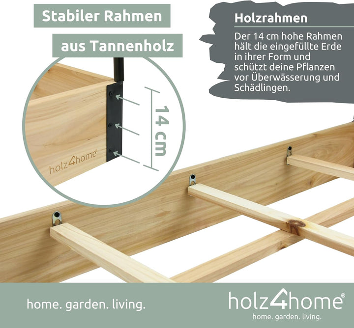 holz4home® Hochbeet aus Fichtenholz | 40 x 79,5 x 78 cm (BxHxL) | Mit Folie und Polycarbonatplatte f