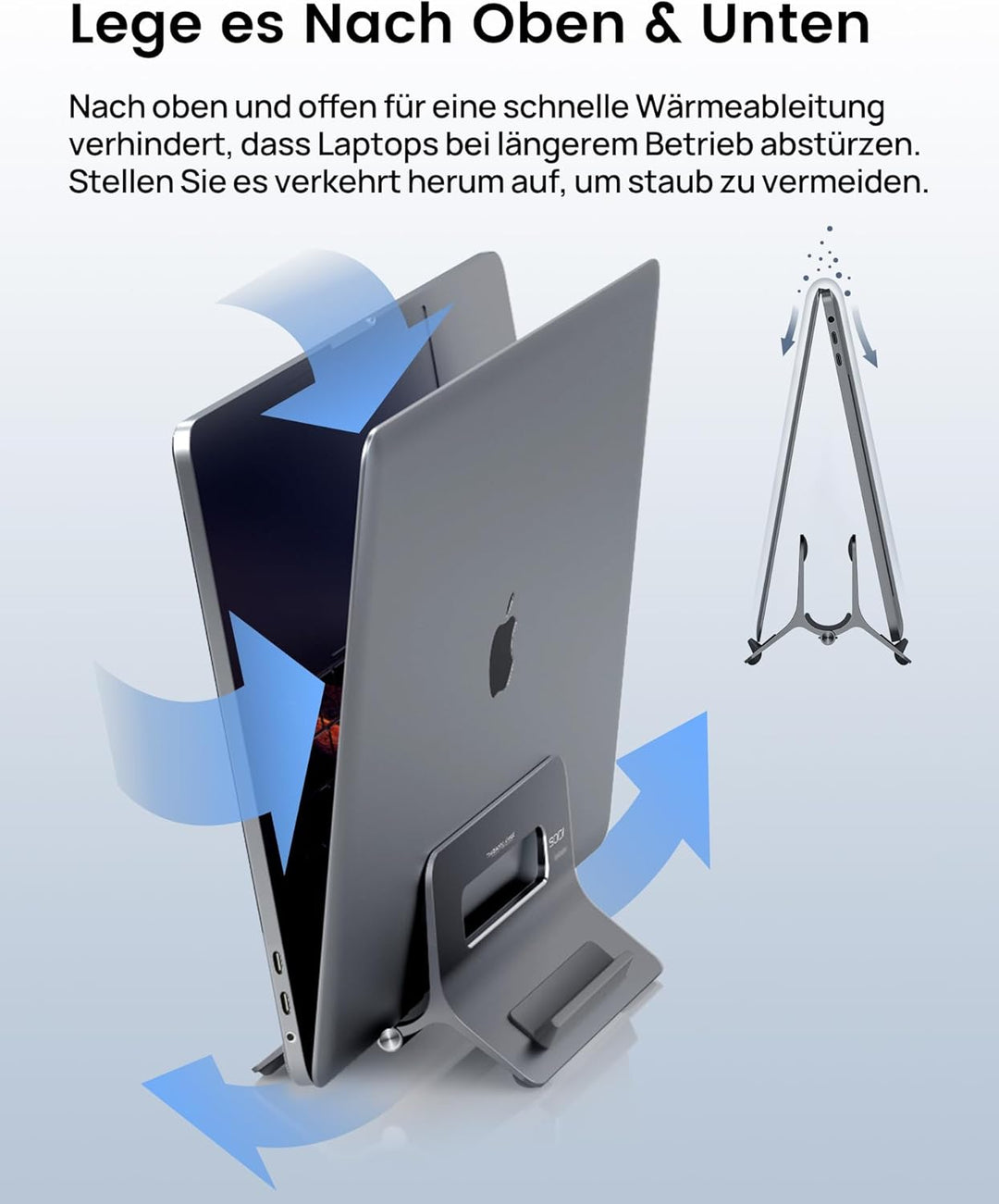 SODI Laptop Ständer, Vertical Laptop Stand für MacBook Air, MacBook Pro, iPad, iPhone, einstellbar M