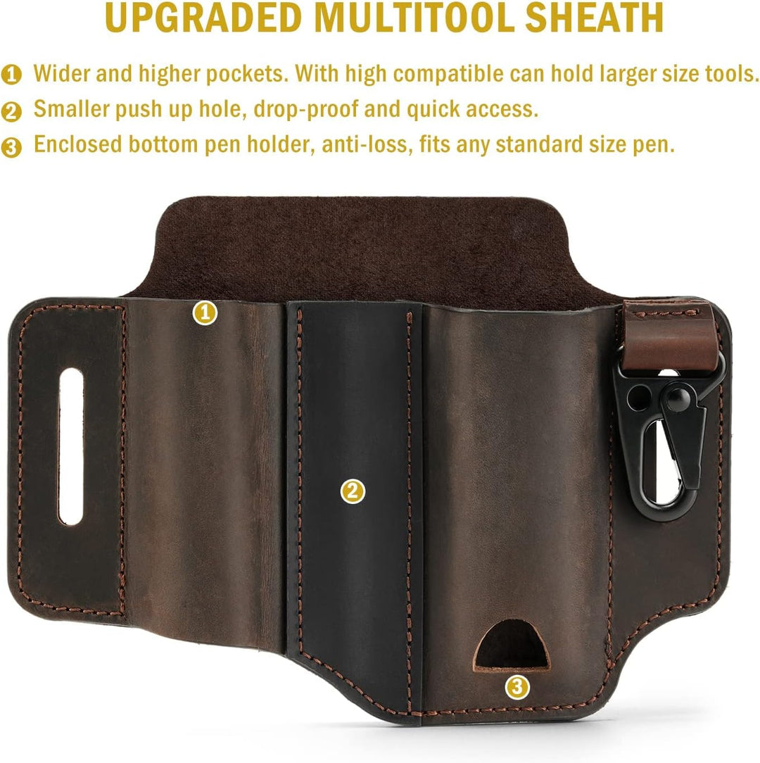 VIPERADE PJ29 EDC Lederscheide, Multitoolscheide/Werkzeuge Holster/Messergürtelscheide/Taschenlampen