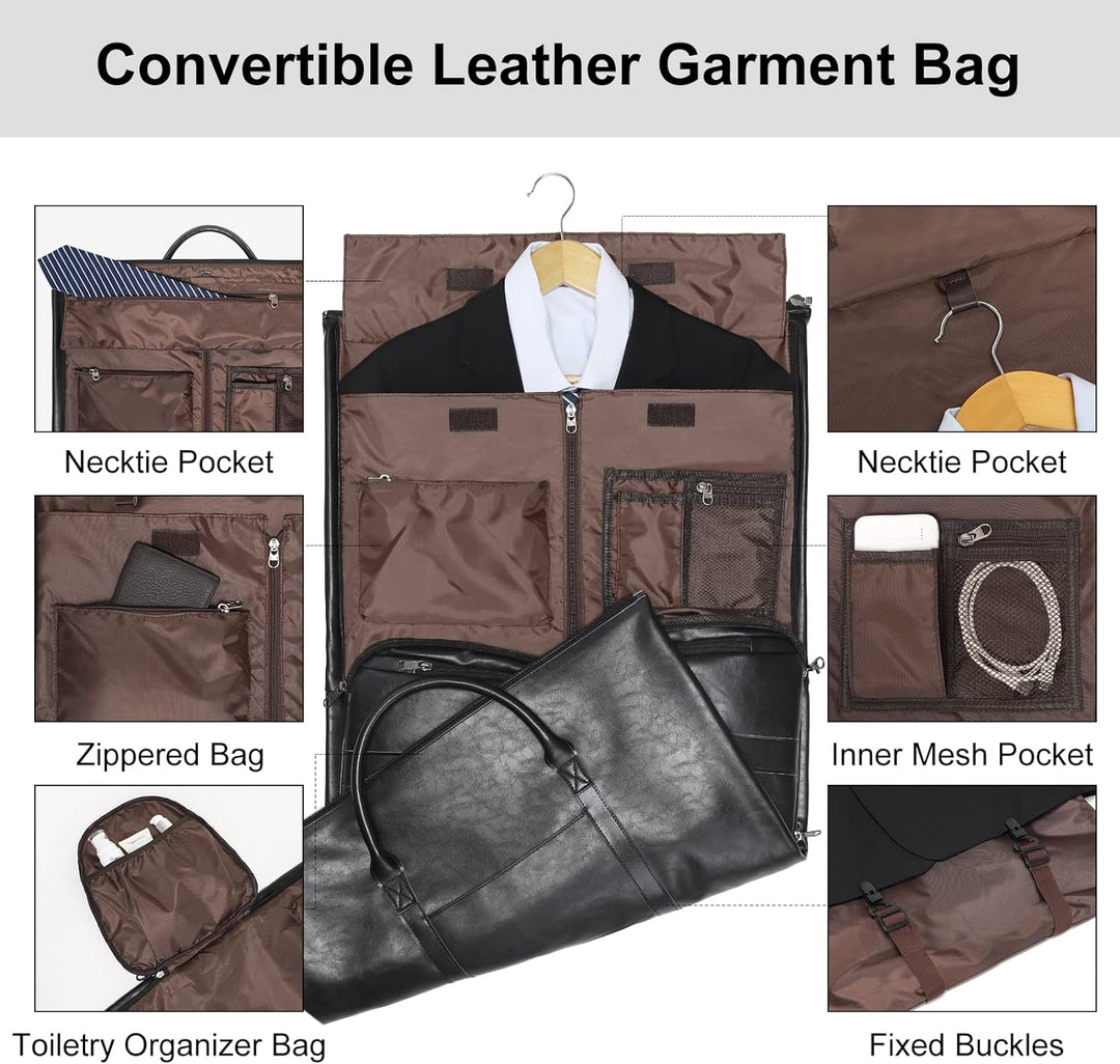 Modoker Wandelbarer Kleidersack aus Leder, Handgepäck für Reisen, Kleidersack, Geschenke für Männer,