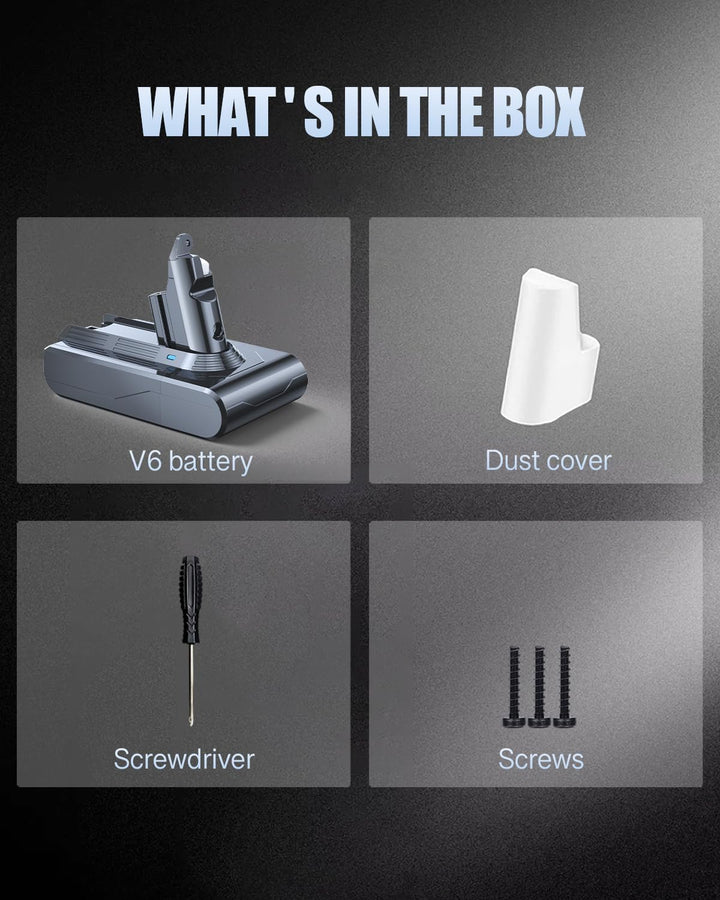 6000mAh Akku kompatibel mit Dyson V6, V6 Motorhead Pro Exclusive, DC62, DC62 Animal/Animalpro, DC74,