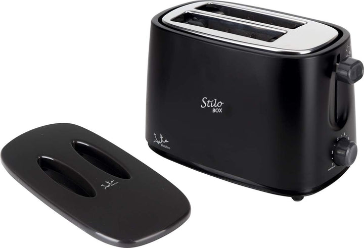 Jata TT631 Schwarzer Toaster mit Schutzkappe und zwei extra breiten Schlitzen, mit elektronischem Ro