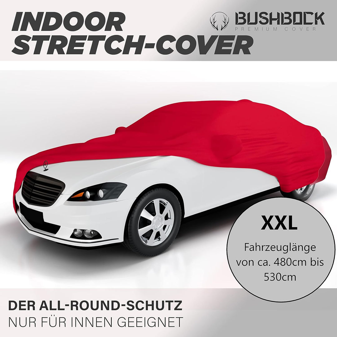 BUSHBOCK® Premium Autoabdeckung Indoor - Satin Schutzhülle Stoff - Abdeckplane Autoplane Autogarage