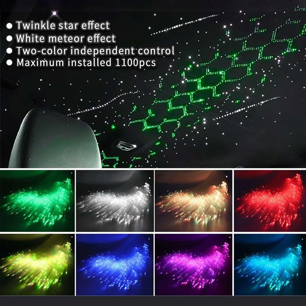 1300pcs 13.1ft Fiberglas Starlight Light Kit für Auto, 32W RGB Meteor Farbe Bluetooth APP Control So