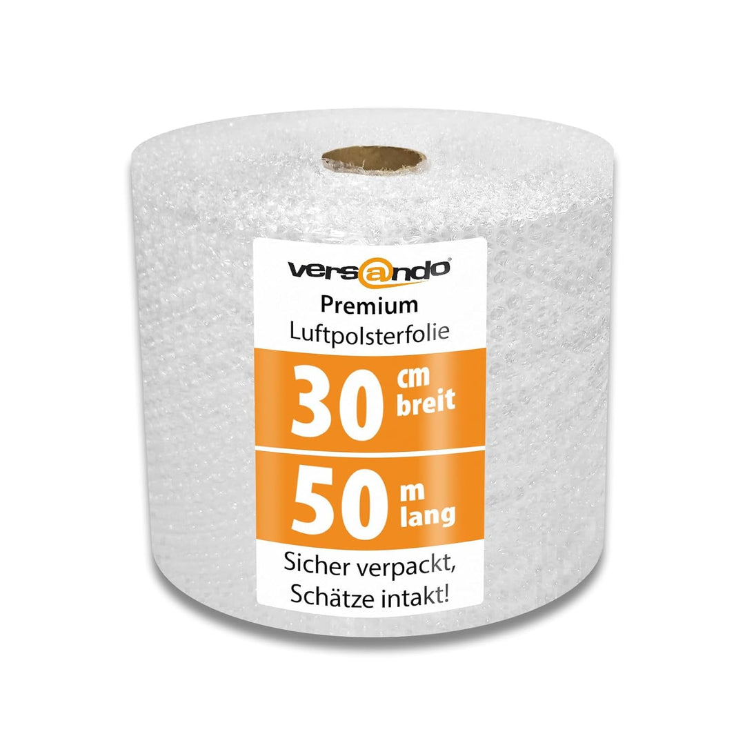 versando 2x Premium Luftpolsterfolie 50m x 0,3m Versand, Verpackung, Umzug Noppenfolie Bubble Wrap L