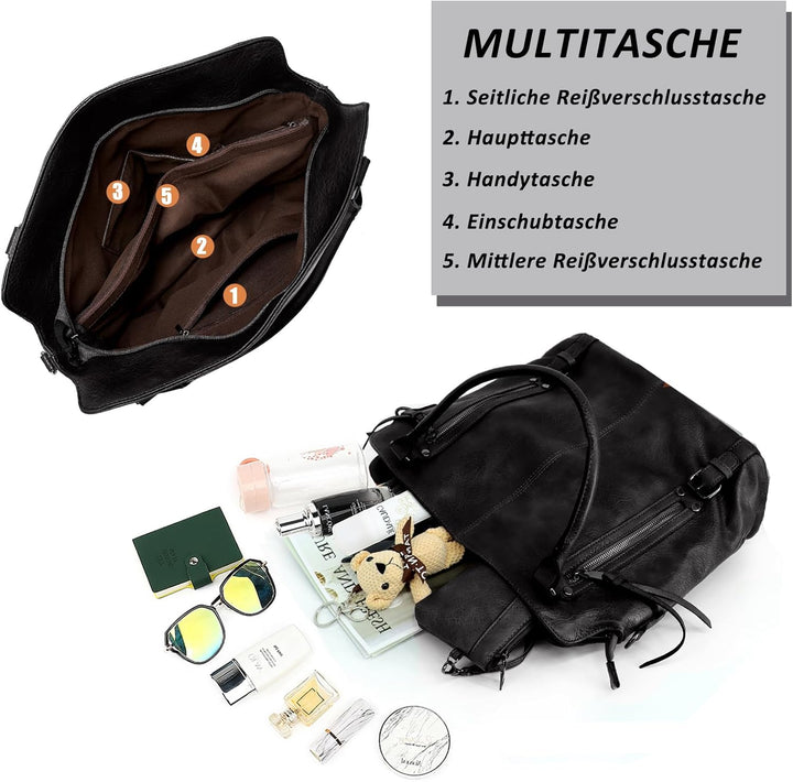 TAN.TOMI Handtasche Damen,Handtaschen Set,Umhängetasche Gross Schultertasche Frau Elegant Henkeltasc