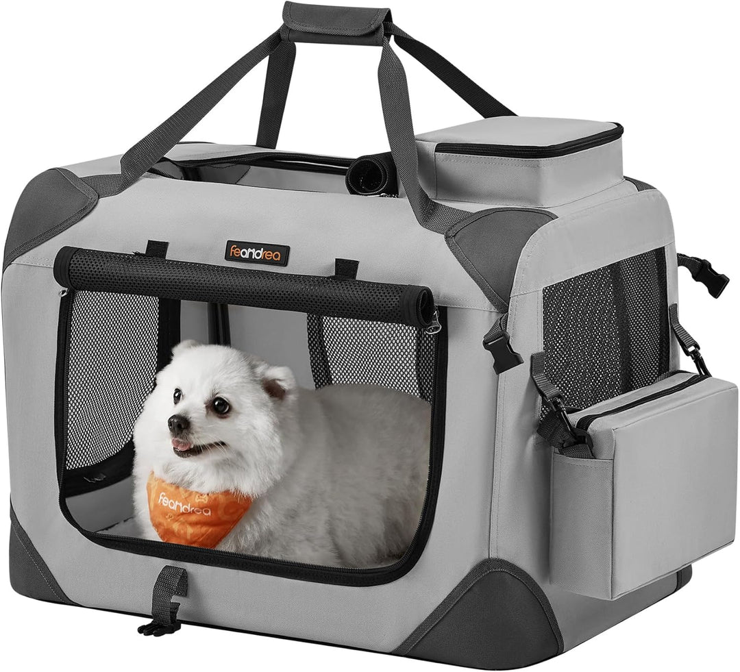 Feandrea Hundebox faltbar, Transportbox Hund, M, Hundetasche, Oxford-Gewebe, Netzstoff, atmungsaktiv