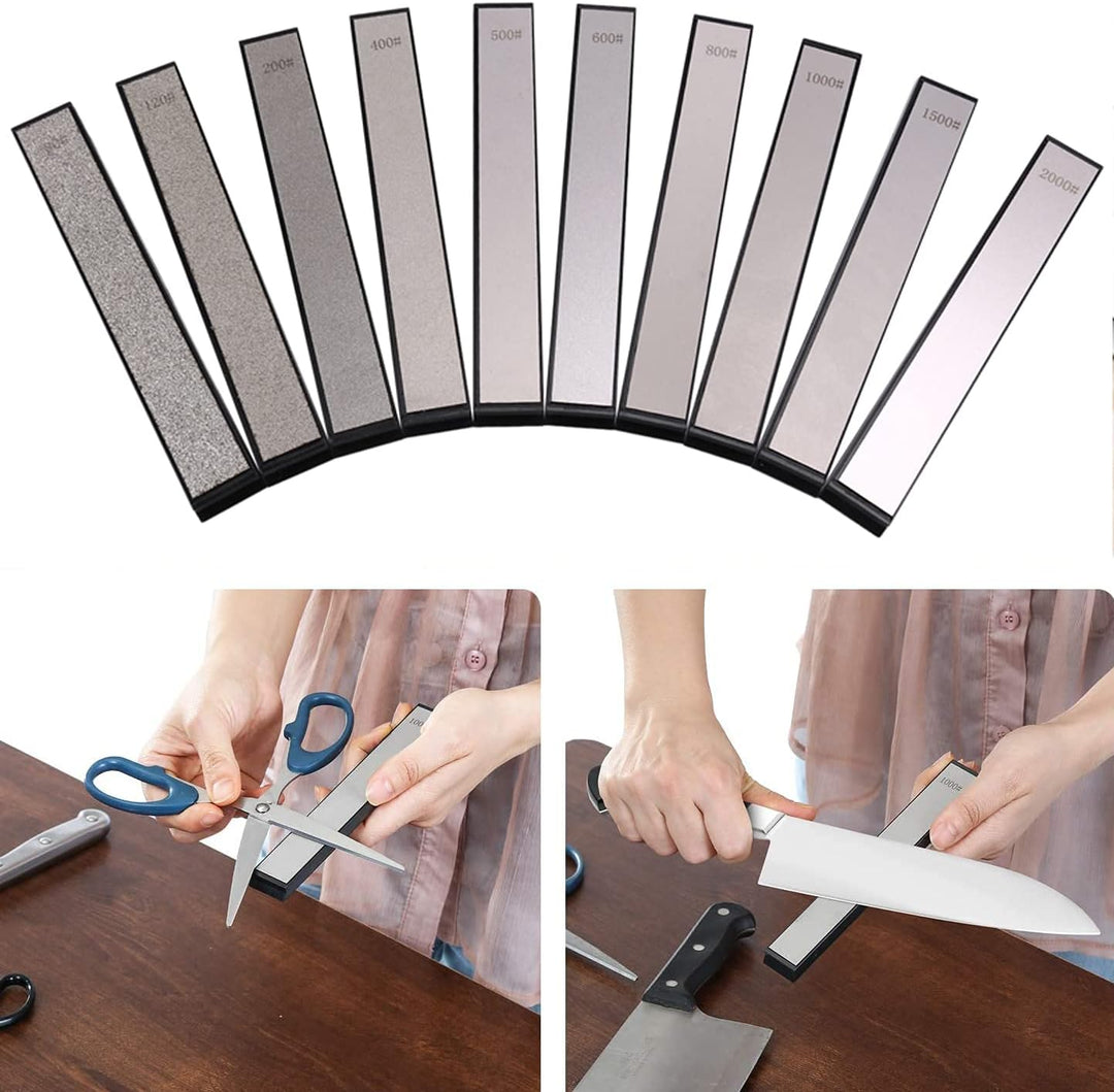 Liseng 10 Stück -Messerschleifstein-Set, Wetzstein-Messerschärfer für professionelles Küchen-Schärfs